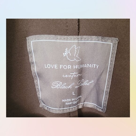 LOVE FOR HUMANITY Couture Microsuede Open Front Trench Coat Women's L NWT - Picture 7 of 9